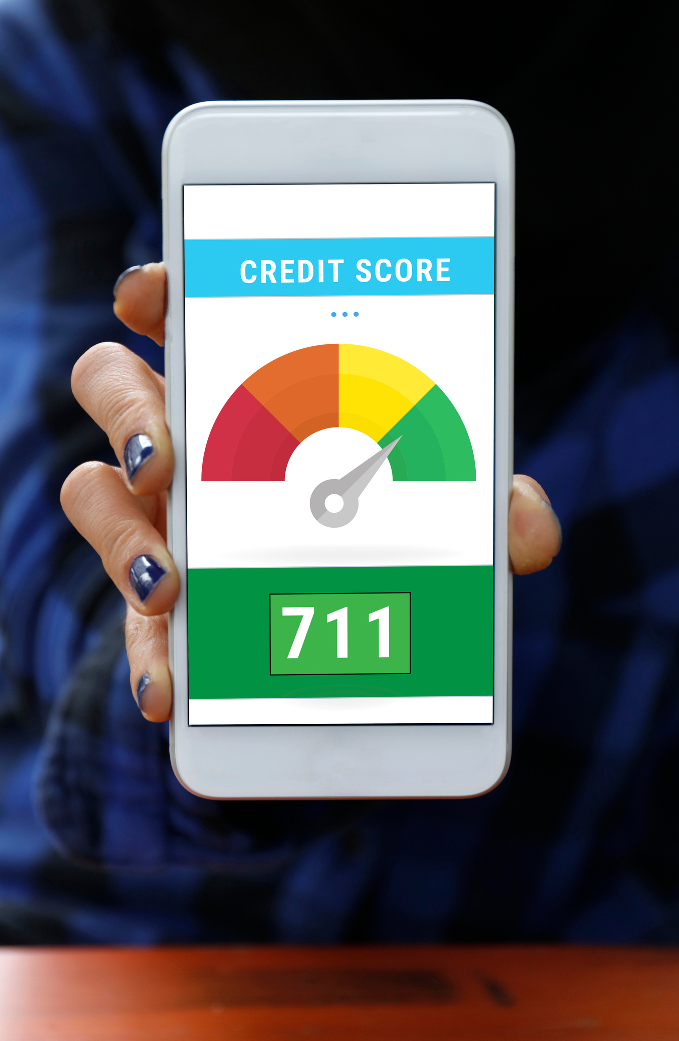 Smart Phone Showing Credit Score On A Screen